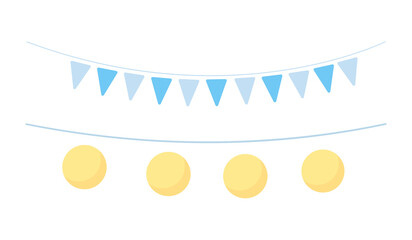 Poster - Party decorations semi flat color vector object set. Editable element. Full sized item on white. Ornamental garland simple cartoon style illustrations pack for web graphic design and animation