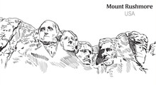 Mount Rushmore Usa Hand Drawing Vector Illustration	