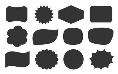 Aufkleber - Price tag shapes black solid set. Outline cartoon abstract blank template for comic speech bubble pop art message balloon, text note badge, paper memory sticker, cartoon think cloud frame, web banner