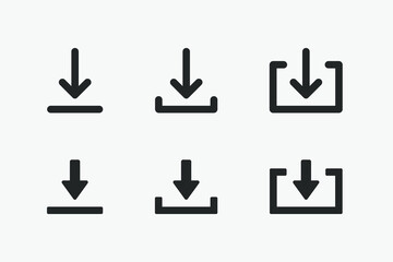 Aufkleber - Black download upload button icon. Upload icon. Down arrow bottom side symbol. Click here button. Save cloud icon push button for UI UX, website, mobile application.