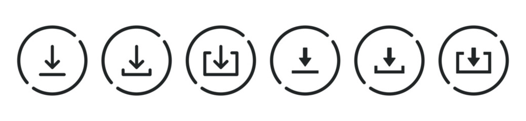 Poster - Black download upload button icon. Upload icon. Down arrow bottom side symbol. Click here button. Save cloud icon push button for UI UX, website, mobile application.