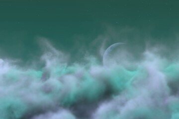 Wall Mural - Abstract background creative illustration of mystic clouds with moon concept you can use for any purposes
