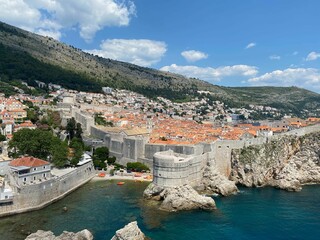 Canvas Print - Landscape of the Dubrovnik shore in Croatia on a sunny day