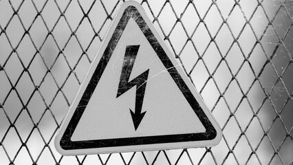 Aufkleber - triangular electricity sign with flashing white scratches