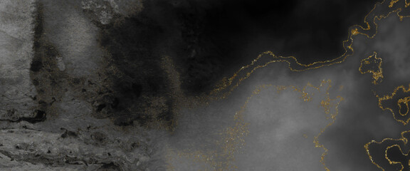 Wall Mural - Black watercolor grunge background. Black gold marble texture background. Tiles luxury stone floor seamless glitter for interior and exterior. Abstract fog distressed vintage grunge.