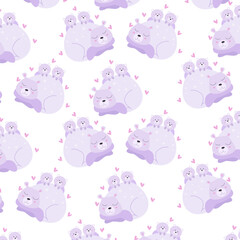 Wall Mural - Seamless pattern with cute animal cartoons perfect for wrapping paper and decoration