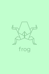 Poster - frog origami. Abstract line art frog logo design. Animal origami. Animal line art. Pet shop outline illustration. Vector illustration