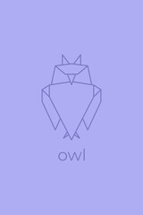 Poster - owl origami. Abstract line art owl logo design. Animal origami. Animal line art. Pet shop outline illustration. Vector illustration