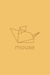 Poster - mouse origami. Abstract line art mouse logo design. Animal origami. Animal line art. Pet shop outline illustration. Vector illustration