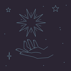 Wall Mural - Boho Witch and Magic icon Collection with mystic stars planets, suns, moons, and magical symbols.