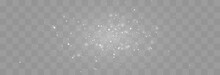 Magical Light Dust, Dusty Shine. Flying Particles Of Light. Christmas Light Effect. Sparkling Particles Of Fairy Dust Glow In Transparent Background. Vector Illustration On Png.