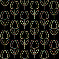 Poster - beaded tulip vector pattern on black background