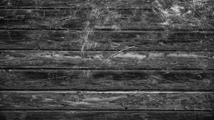 Poster - black and white wooden wall with flashing white scratches