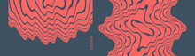 Abstract Melted Liquid Shape. Melting Circle Made Of Distorted Lines. Psychedelic Stripes. Music Sound Wave. Vector Illustration For Brochure, Flyer, Card, Banner Or Cover.