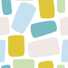 Abstract seamless texture with different rectangles. Vector geometrical pattern with hand drawn shapes. Multicolored background