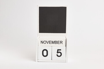 Calendar with date November 5 and place for designers. Illustration for an event of a certain date.