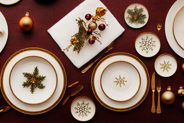 Wall Mural - festive dinner table setting for Christmas