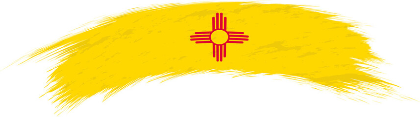 Sticker - Flag of New Mexico in rounded grunge brush stroke.