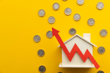 Wall Mural - United kingdom housing market, interest rates increase and inflation concept