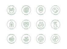 Sustainable Made Products Vector Logo Badge Icons Set