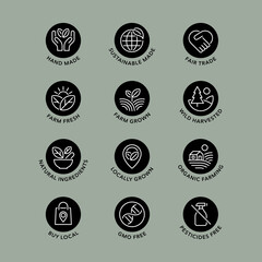 Wall Mural - Sustainable made products vector logo badge icons set