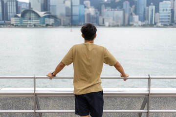 Poster - Tourist man visit Hong Kong city