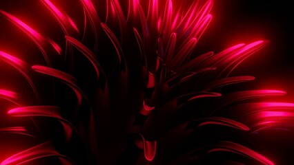 Aufkleber - Red neon lights. Design. Black background on which sparkles red spewing lines with light in abstraction.