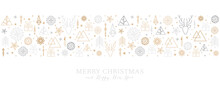 Christmas Card With Snowflake Border Vector Illustration, Merry Christmas An Happy New Year