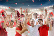 © famveldman - Football team supporter. Stadium in red and white.