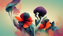 AI-generated Image Of A Painted Floral Background For Wallpapers