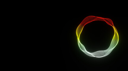 Poster - Futuristic colorful sphere of lines. Network connection big data. Abstract technology background. Place for text. 3d rendering.
