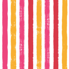 Pink Stripes Pattern, Vector Girly Stripe Seamless Background, Childish Pastel Brush Strokes. Cute Baby Paintbrush Lines Backdrop