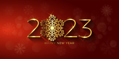 Wall Mural - Happy New Year 2023 paw prints snowflake