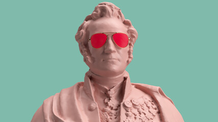 Sticker - 3d render duke in pink glasses portrait large stylized pastel colors