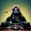 © PaputekWallArt - Funny Sloth Illustration, Music and Smiling Sloth