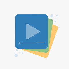 Poster - A screen with play button, media player.  Web icons for ui and ux, website or mobile application