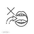 do not ingest icon, no swallowing or no take into, protect from ingestion hazard, thin line web symbol - editable stroke vector illustration