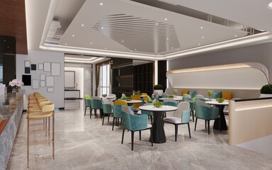 3d render of cafe restaurant