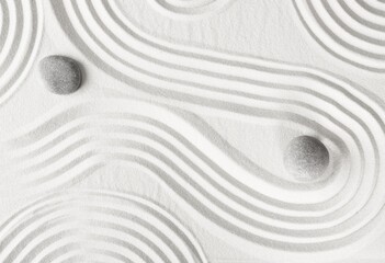 Wall Mural - Zen Garden with light sand, stones and waves