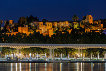 Wall Mural - Night view of the Alcazaba of Málaga, Spain