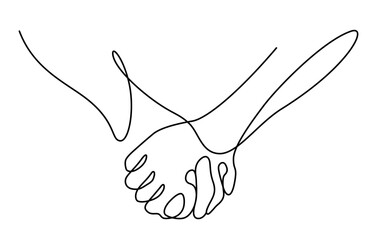 Wall Mural - continuous line drawing of hands together holding vector illustration for card,decoration, website, web, mobile app, printing, banner, logo, poster design, etc.
