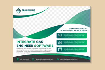 Poster - flyer template design with headline is integrate gas engineer software. space of photo collage and t