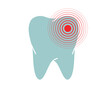 Human tooth pain symbol. Tooth ache icon. Vector illustration. Human body ache pain dot