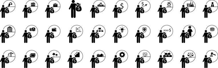 Sticker - Investor icons collection vector illustration design