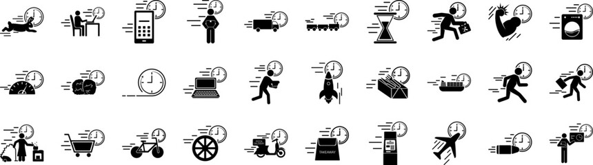 Poster - Speed icons collection vector illustration design