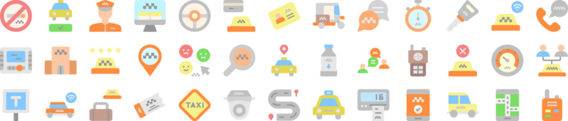 Sticker - Taxi service icons collection vector illustration design