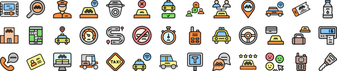 Poster - taxi service icons collection vector illustration design