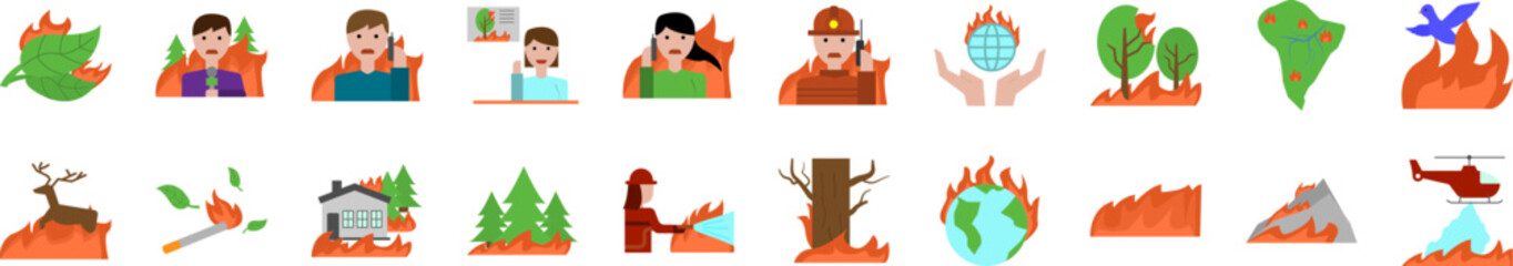 Poster - Wildfires icons collection vector illustration design