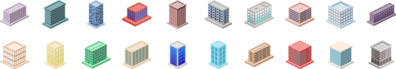 Poster - Isometric building icons collection vector illustration design