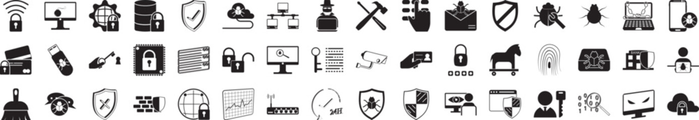 Sticker - Cyber security icons collection vector illustration design